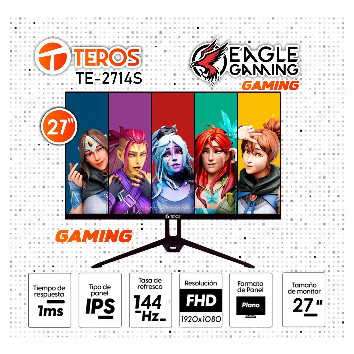 TEROS - Monitor TEROS TE-2714S 27 FHD IPS 144Hz HDMI DP VESA FreeSync