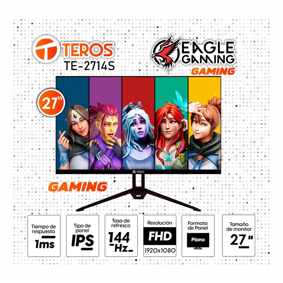 TEROS - Monitor TEROS TE-2714S 27 FHD IPS 144Hz HDMI DP VESA FreeSync