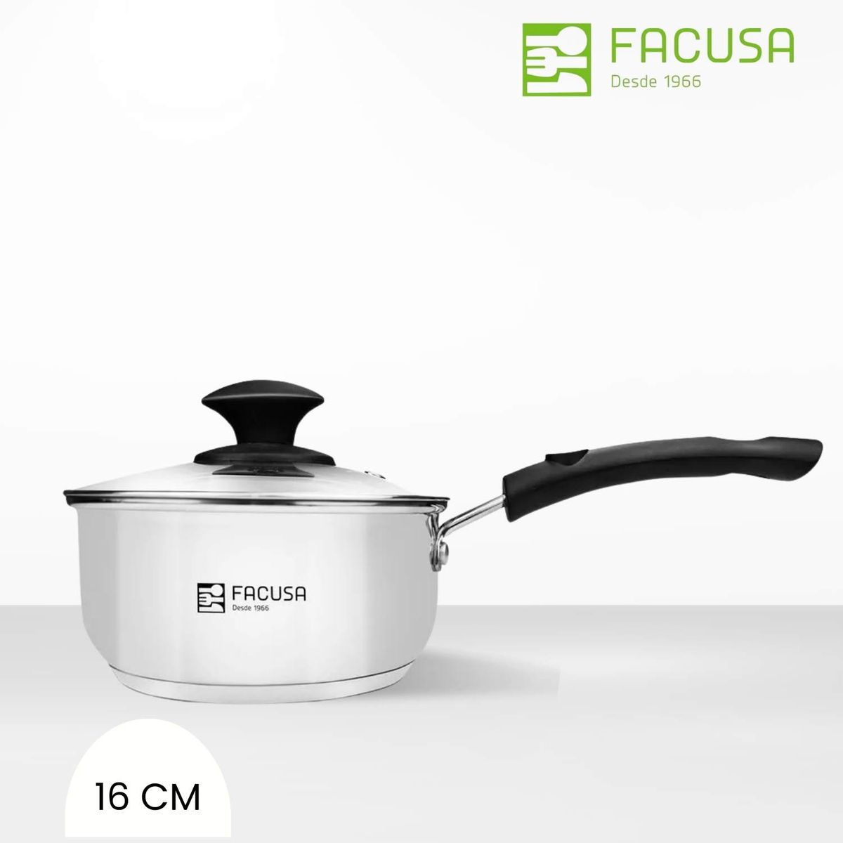 FACUSA - Cacerola Clásica Facusa 16 Cm - Tapa de Vidrio