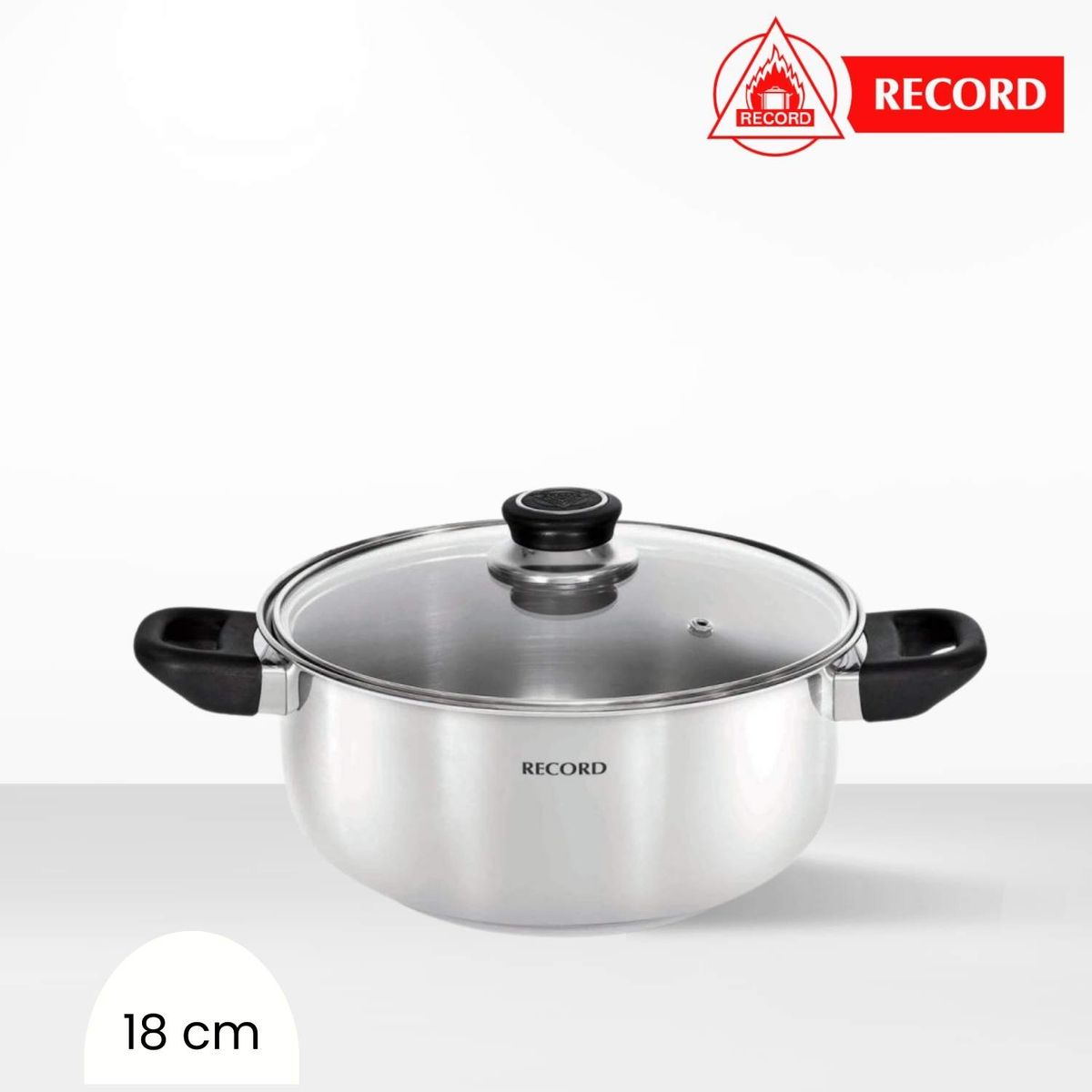 RECORD - Olla de Acero Inox Milenium Record N° 18 - Tapa de Vidrio