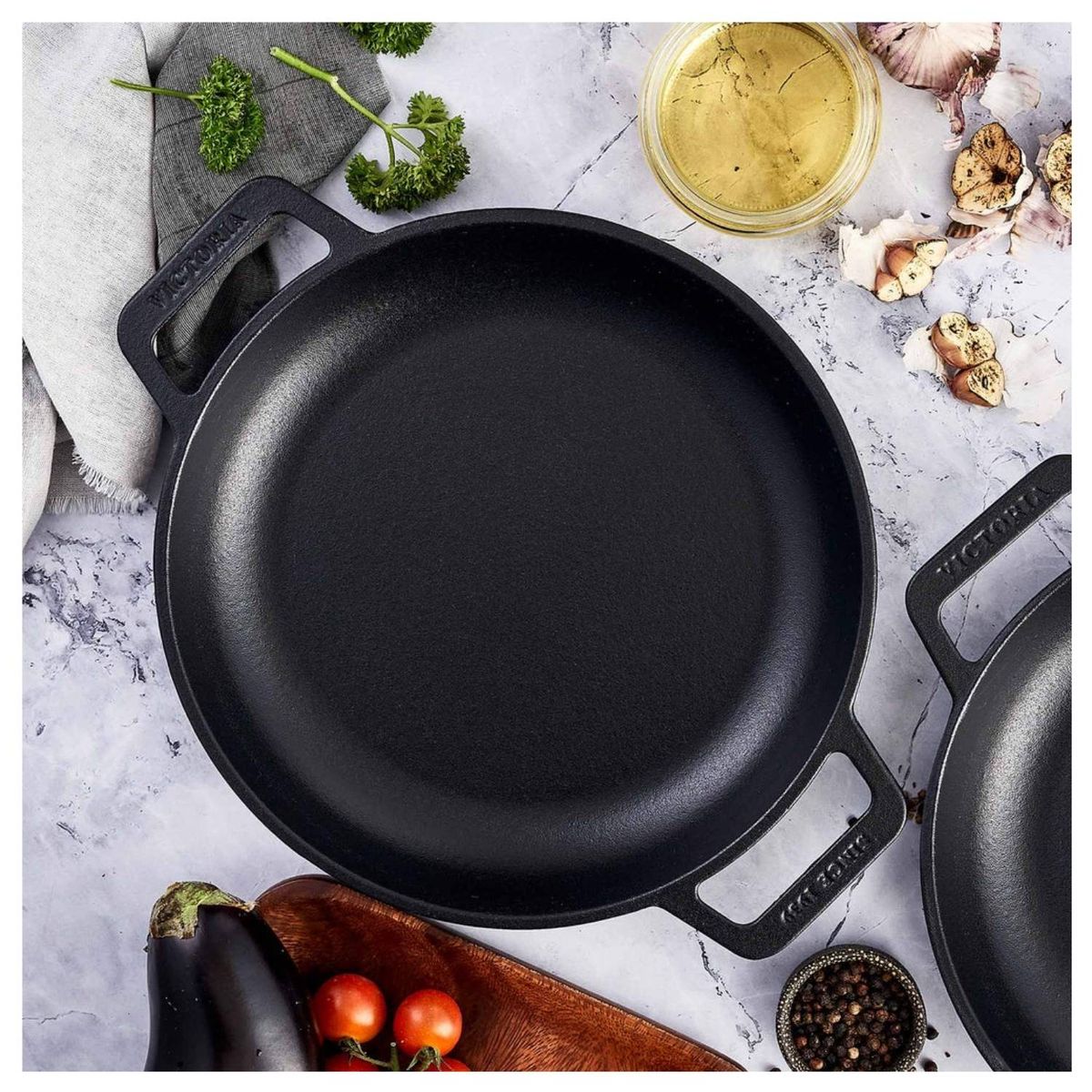 VICTORIA - Sartén de Hierro Fundido Redondo Doble Asa victoria 25 Cm