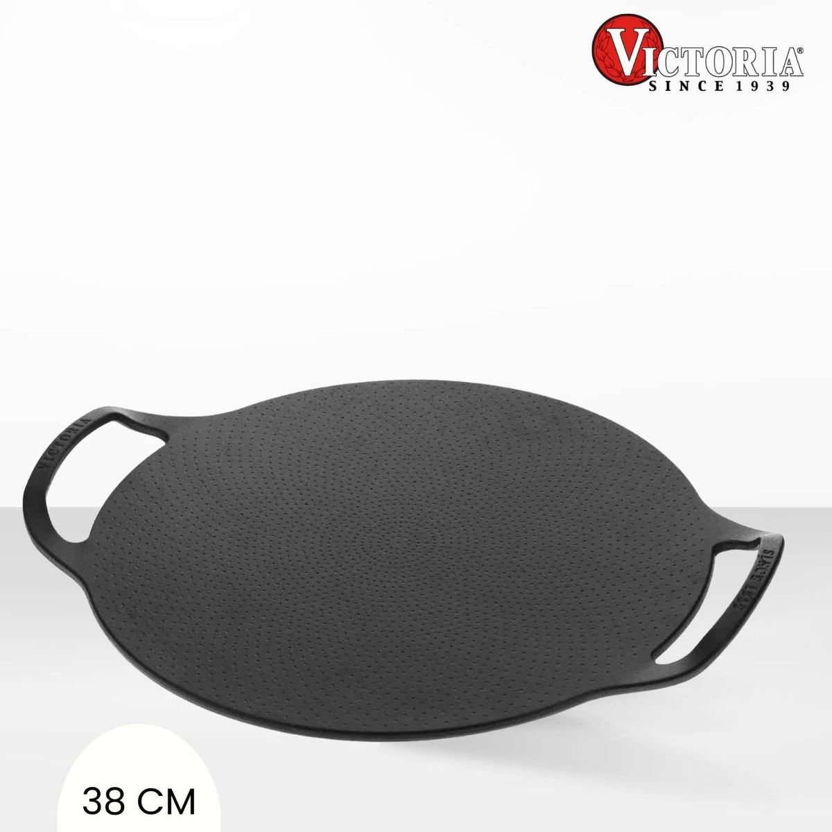 VICTORIA - Plancha de hierro fundido para Pizza Doble Asa Victoria 38 Cm