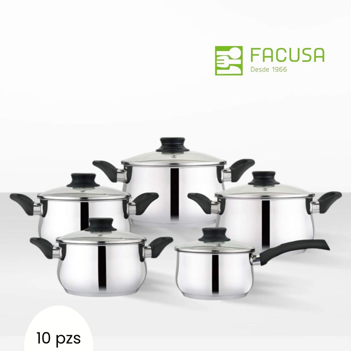 FACUSA - Juego de Olla Valencia 10 Piezas Facusa