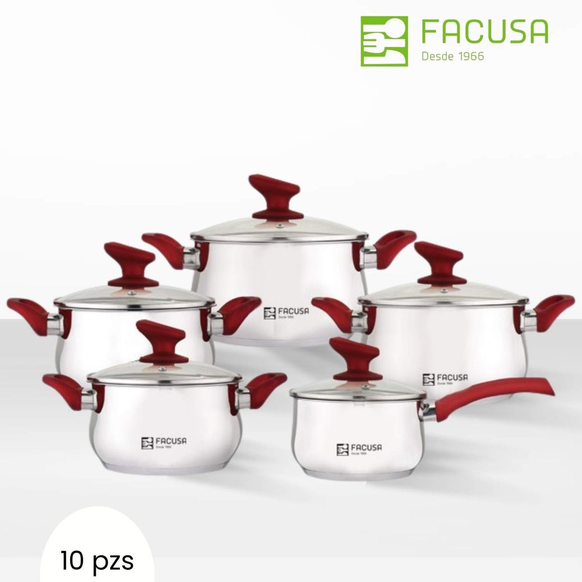 FACUSA - Juego de Olla Flamenco 10 Piezas Facusa