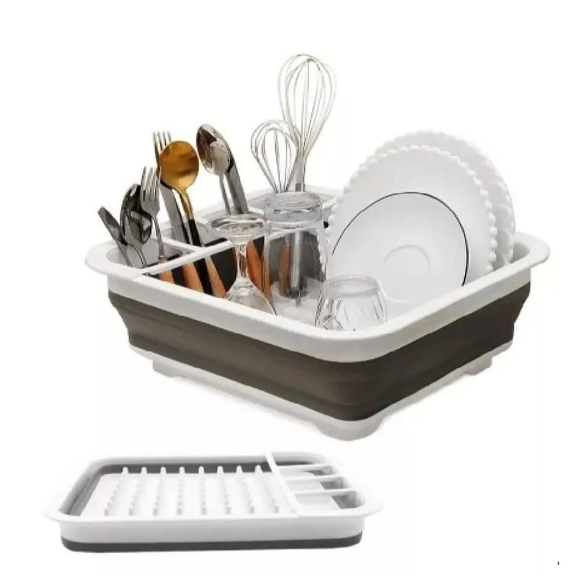 GENERICO - Escurridor y organizador de utensilios y Platos Plegable con Drenaje