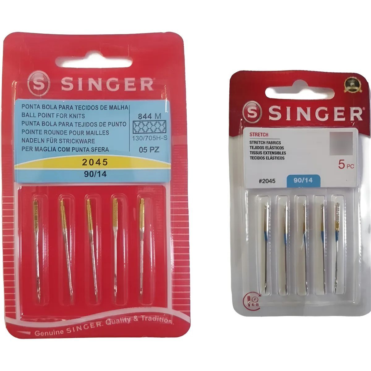 GENERICO - Aguja Singer Punta Bola Varias Medidas - 6 Paquetes Surtidos