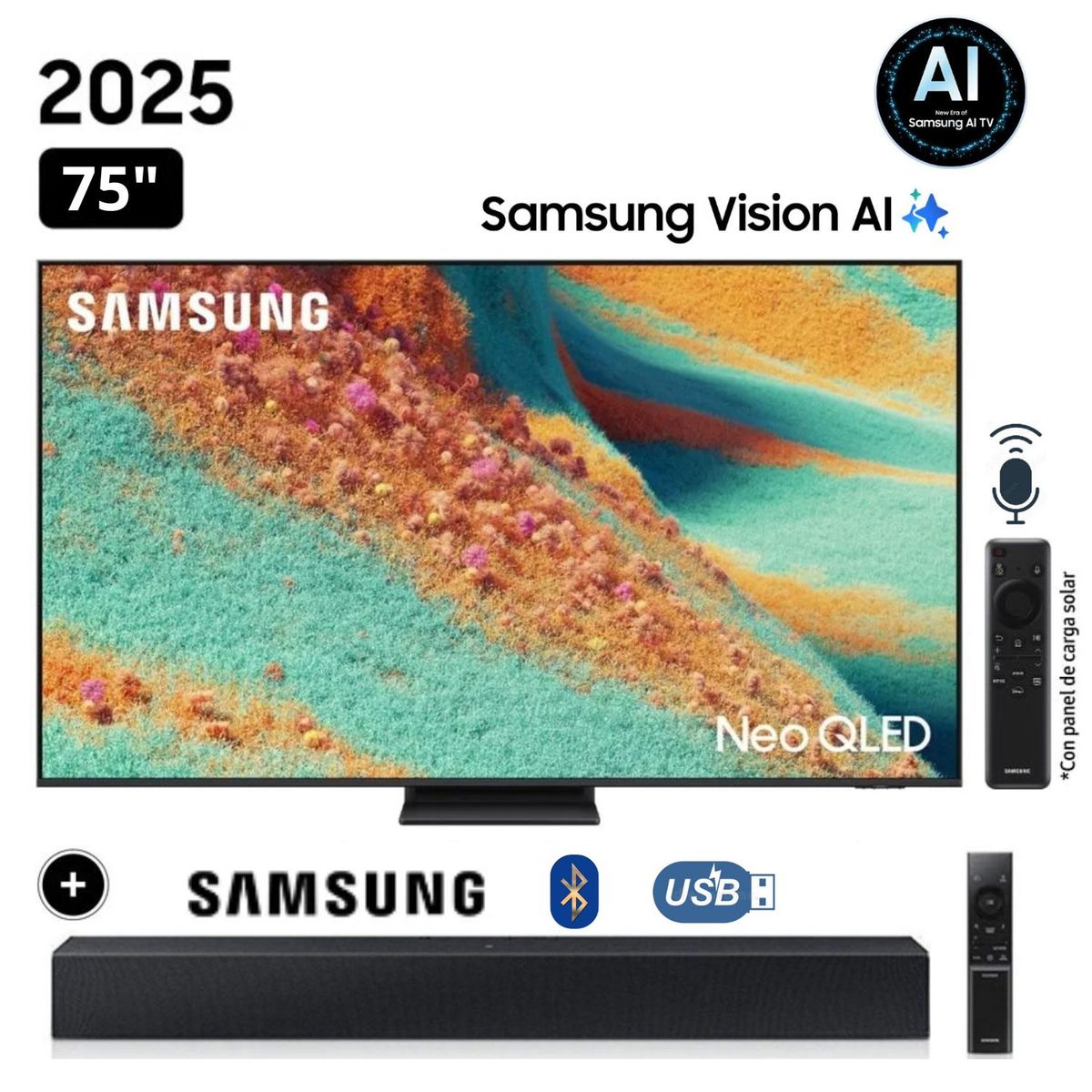 SAMSUNG - Televisor Samsung  75" Neo QLED 4K HDR Vision AI Smart TV QN85F + Soundbar HW B400