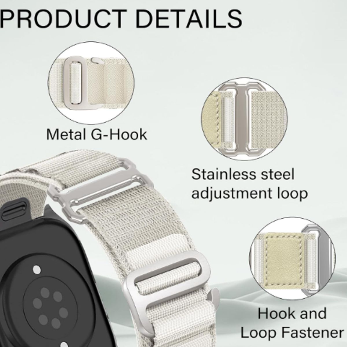 GENERICO - Correa Nylon con Hebilla para Apple Watch 49mm - BLANCO