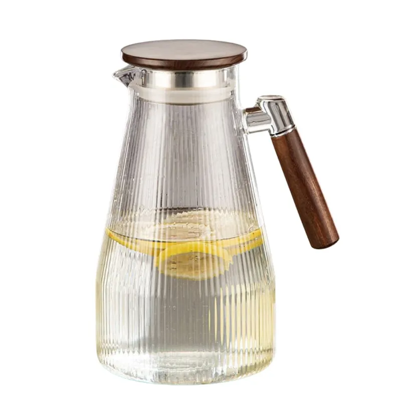 GENERICO - Jarra Vidrio Borosilicato 1.80 Lt con Tapa y Asa de Madera