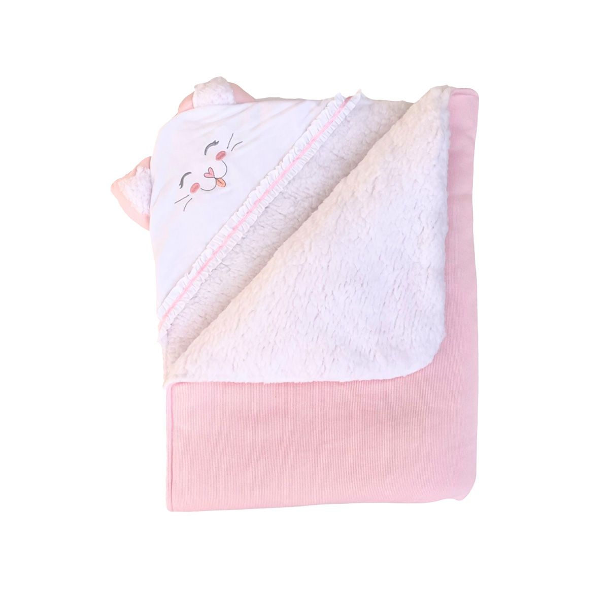 GENERICO - COLCHA PUNTO INGLÉS PELUCHE ROSA