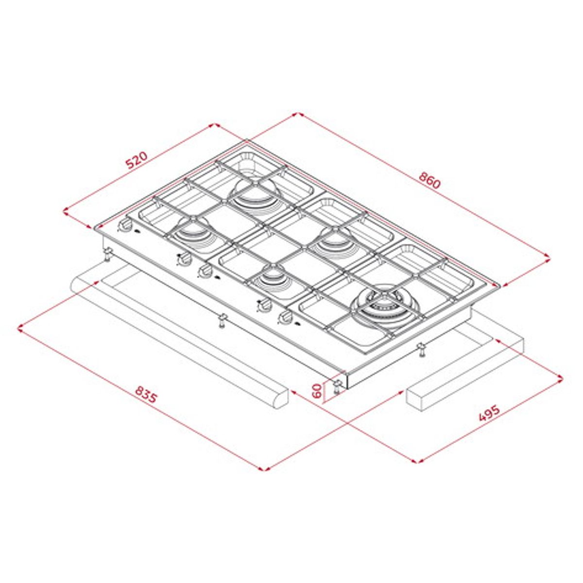 TEKA - Cocina Empotrable a Gas 5 Hornillas 87cm EW 90 5G AI AL TR