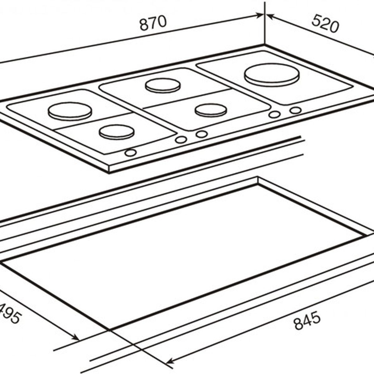 TEKA - ENCIMERA GAS EW 90 5G AI AL TR CI BLACK