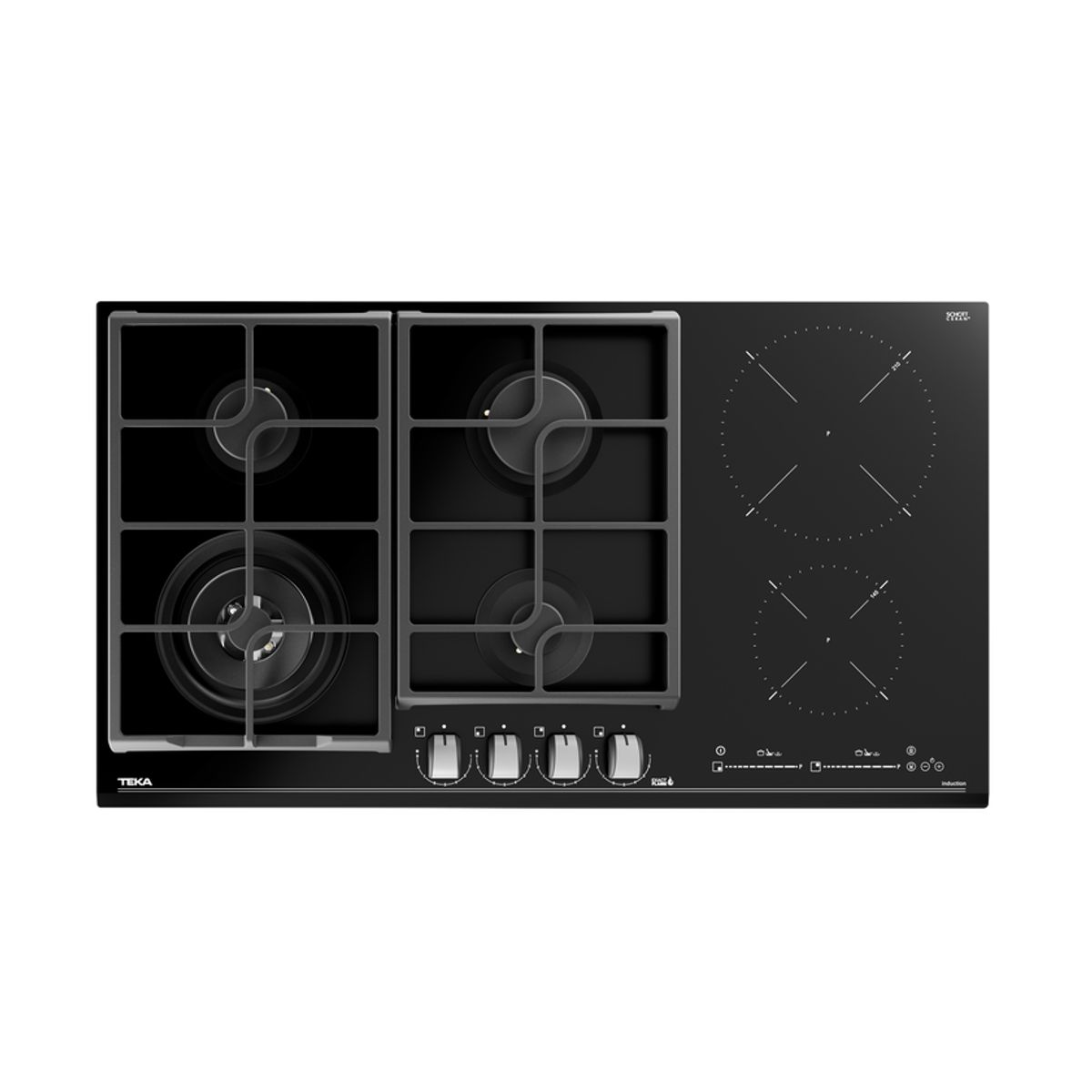TEKA - Cocina Empotrable Mixta Gas Inducción 90cm 6 Hornillas JZC 96342 BBB BK