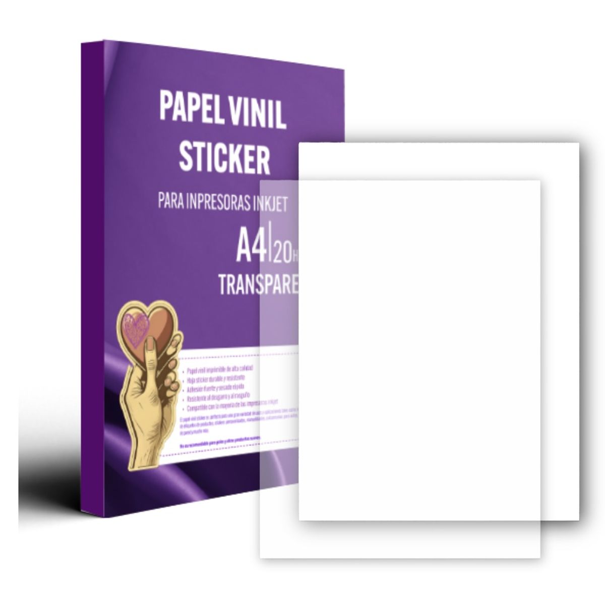 GENERICO - Vinil Adhesivo Sticker Imprimible Transparente A4 X20H