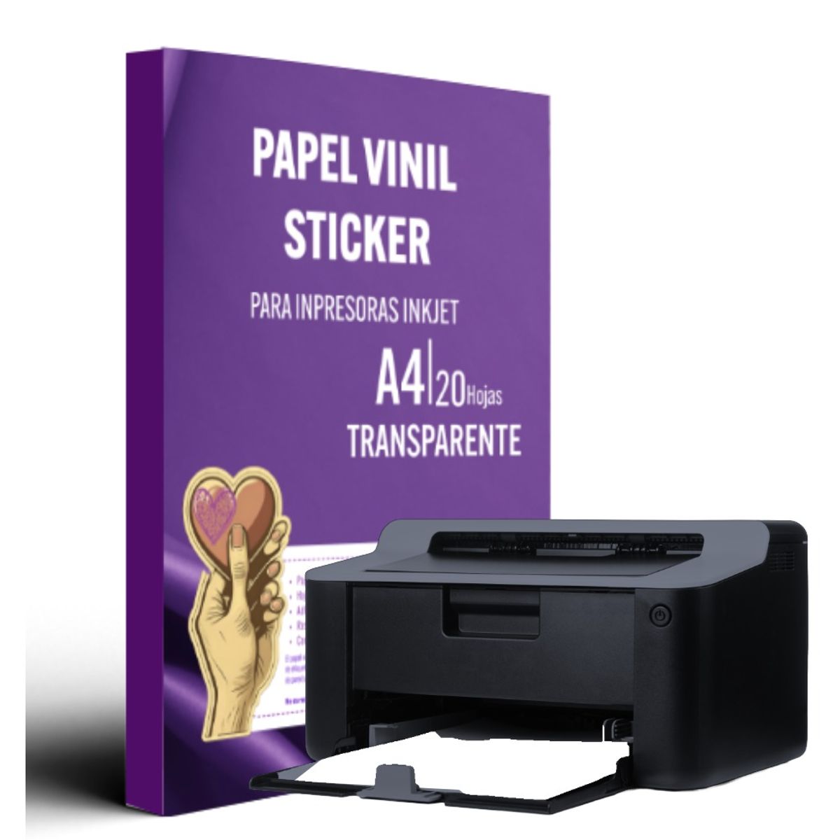 GENERICO - Vinil Adhesivo Sticker Imprimible Transparente A4 X20H