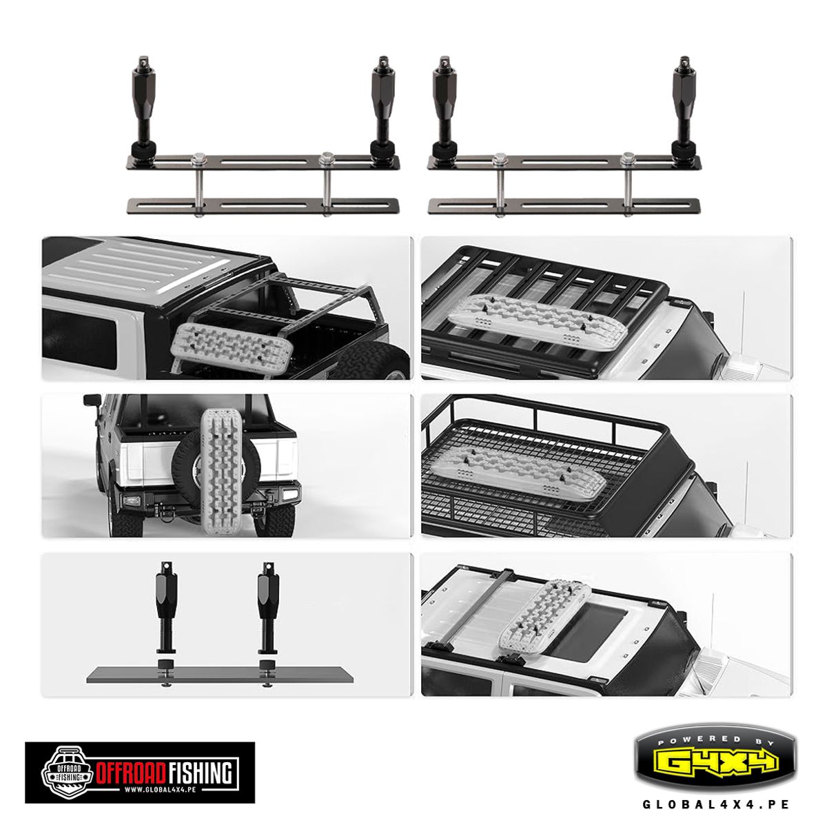 POWERED BY G4X4 GLOBAL 4 X 4 PE - KIT DE BRACKETS UNIVERSAL PARA MONTAR DE RAMPAS OFFROAD FISHING