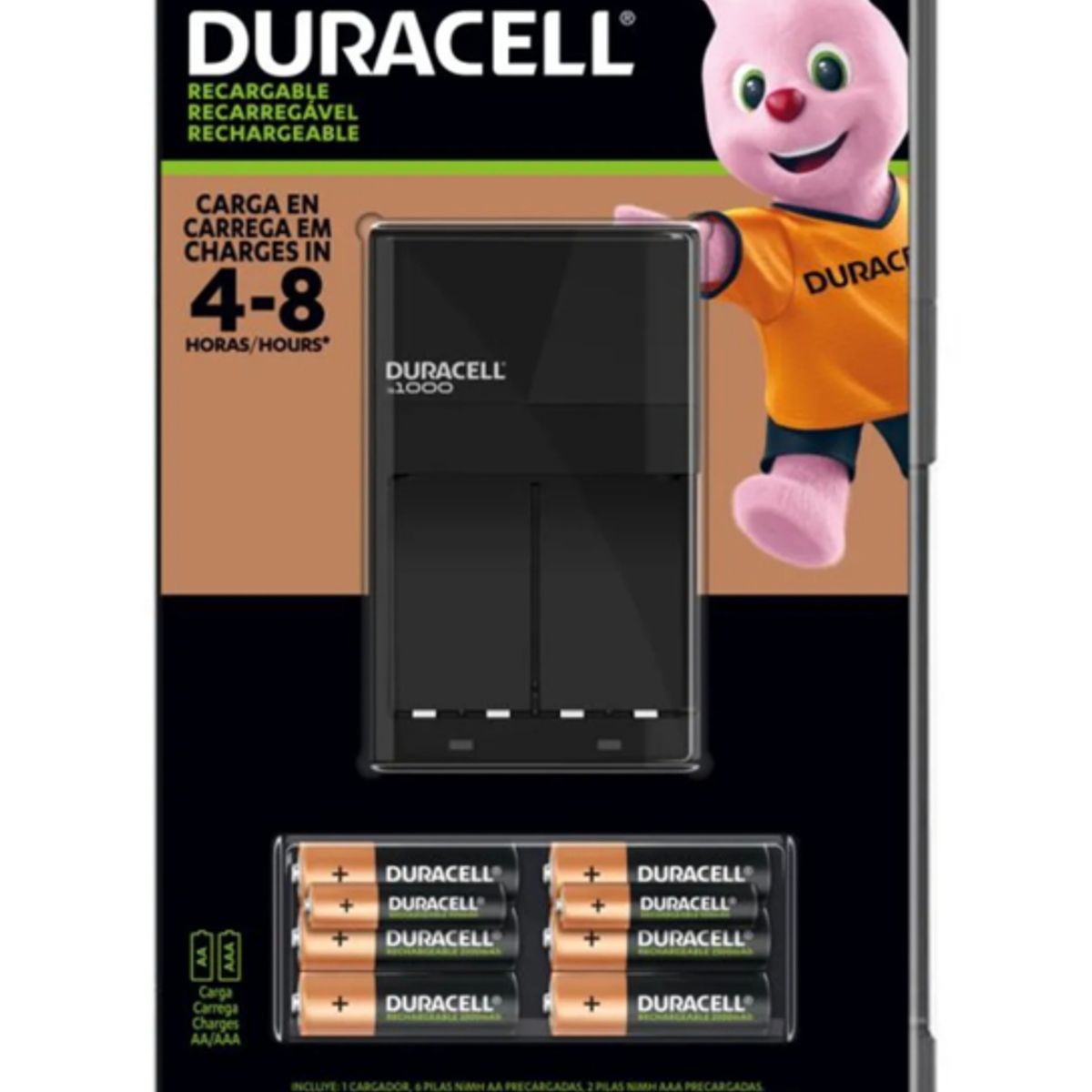 DURACELL - CARGADOR DURACELL RECARGABLE + 6 PILAS AA Y 2 PILAS AAA