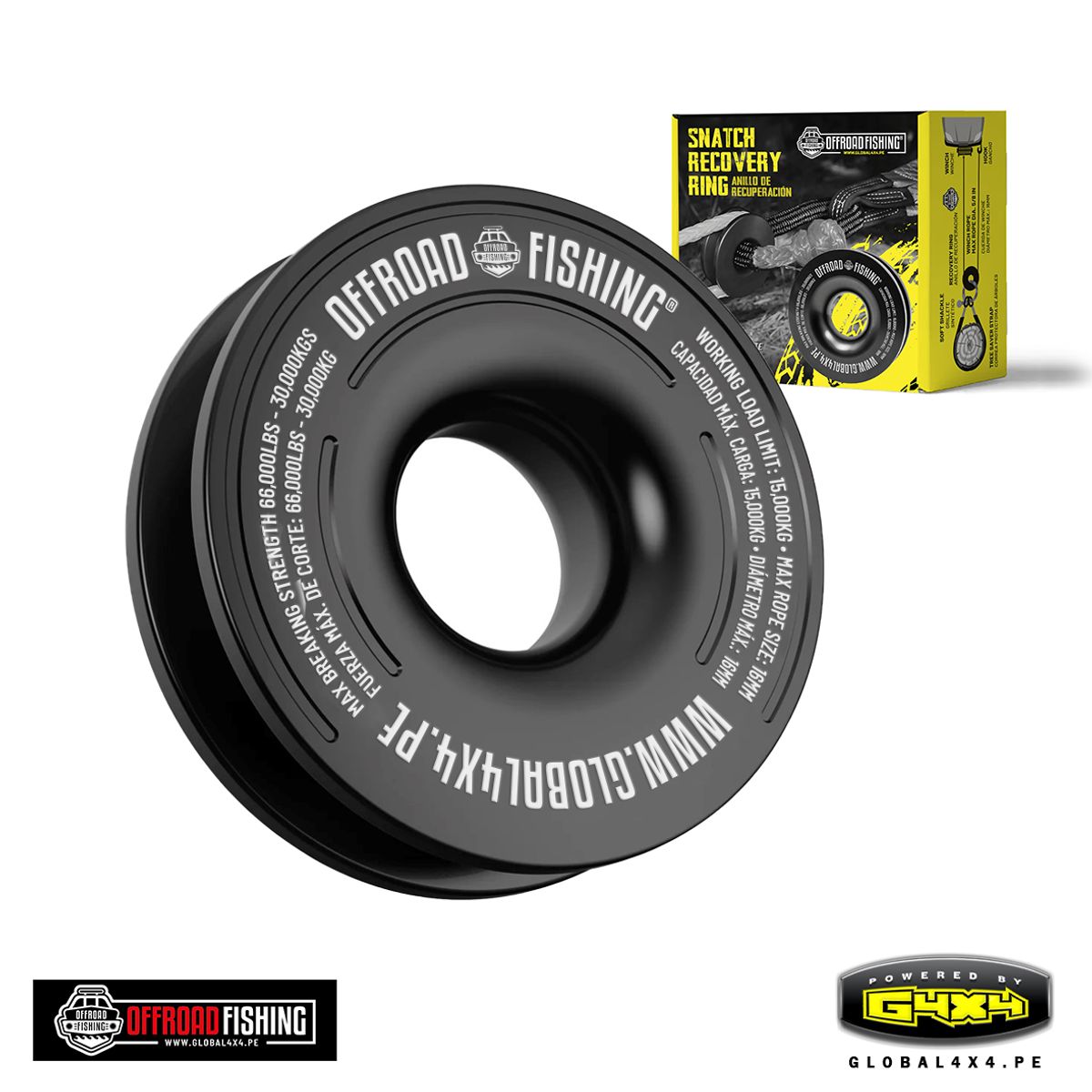 POWERED BY G4X4 GLOBAL 4 X 4 PE - ANILLO DE RECUPERACIÓN 30,000 KG OFFROAD FISHING