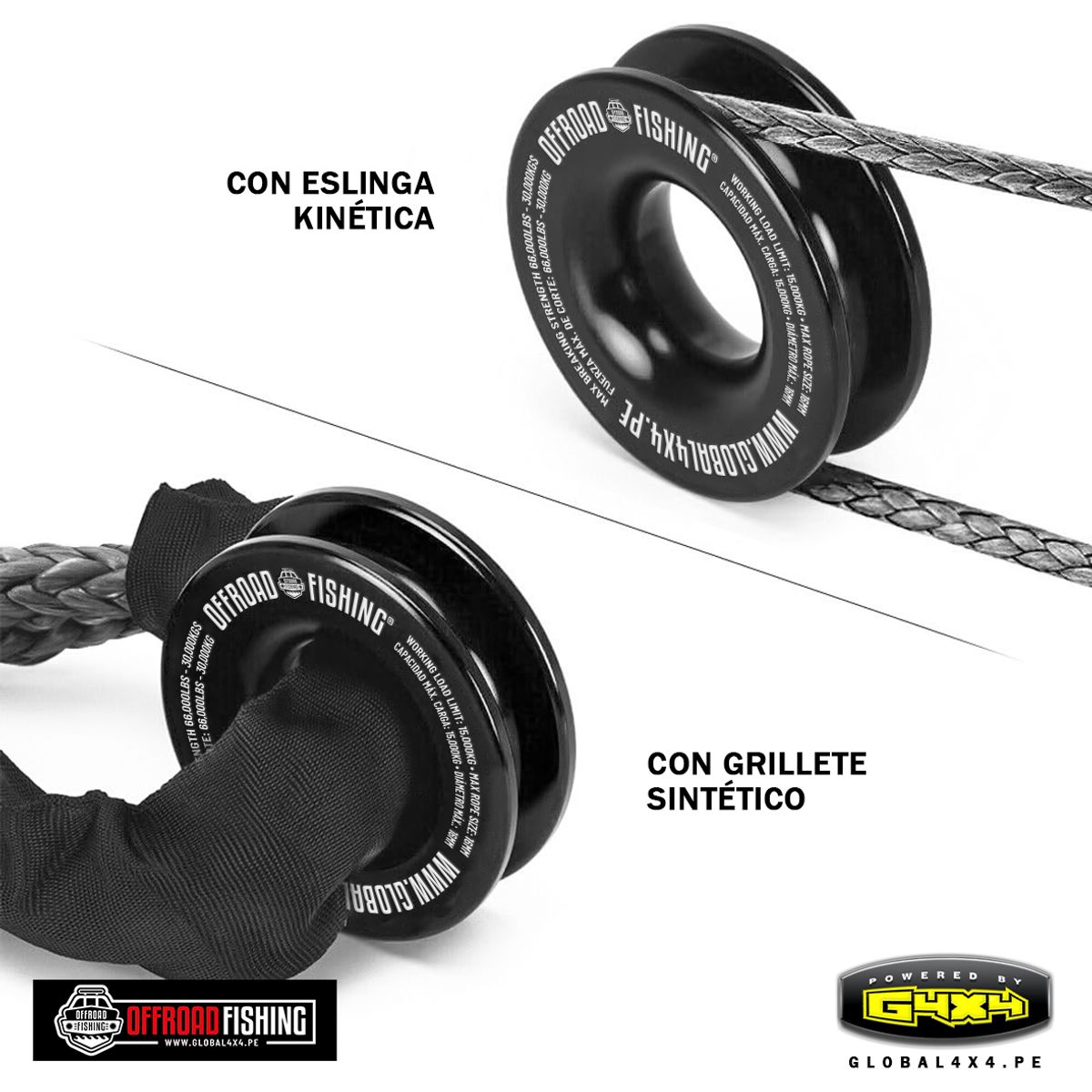 POWERED BY G4X4 GLOBAL 4 X 4 PE - ANILLO DE RECUPERACIÓN 30,000 KG OFFROAD FISHING
