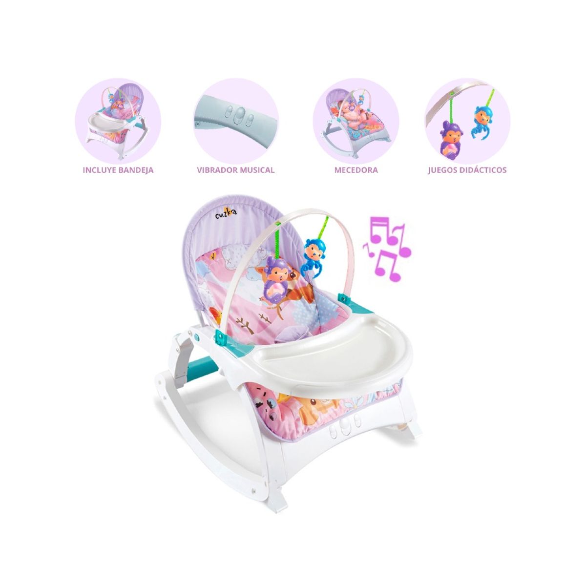 CUZKA - Silla Mecedora Musical Chair para Bebés «MONKEY»