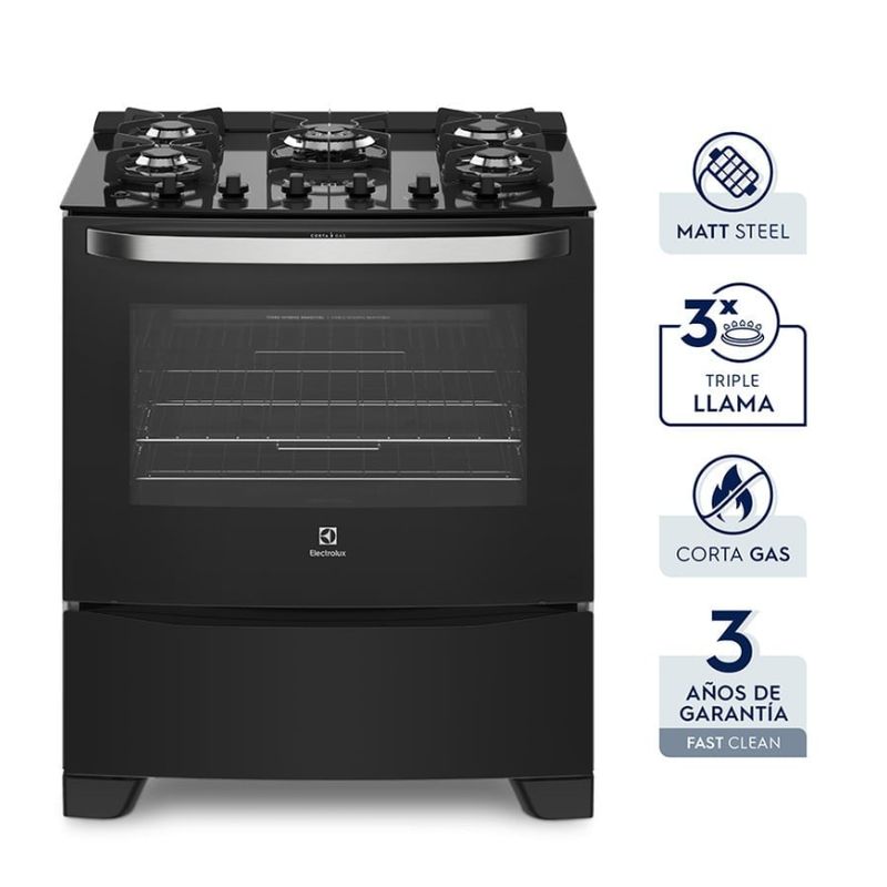 ELECTROLUX - COCINA A GAS ELECTROLUX 5 HORNILLAS 76GS 76.3CM