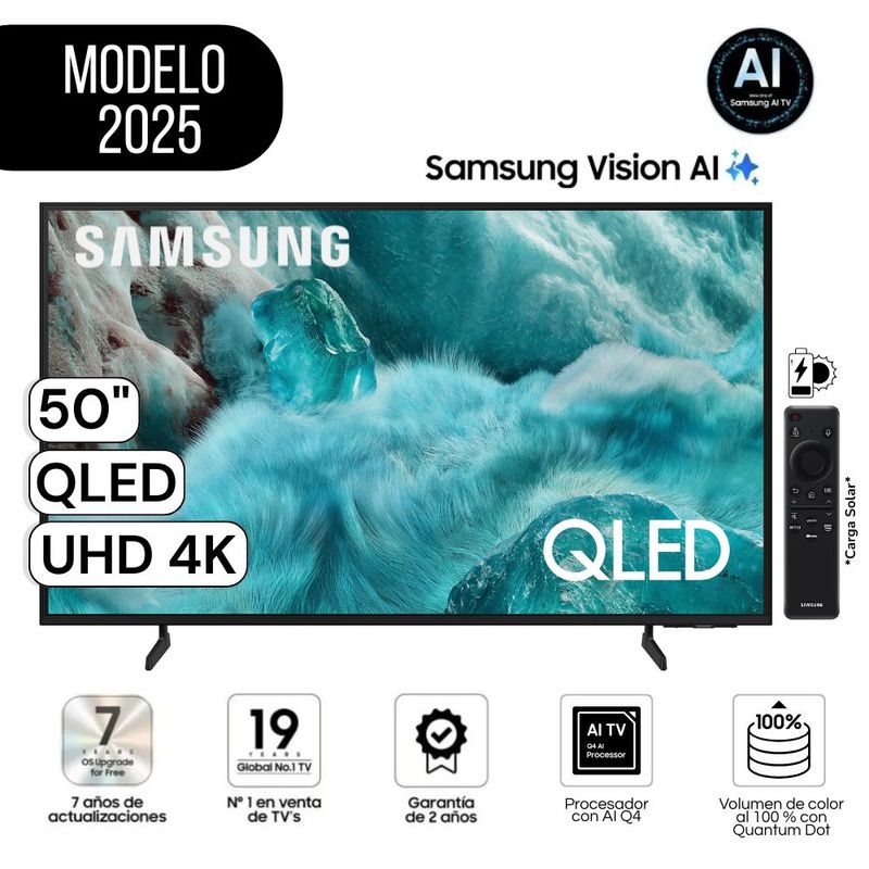 SAMSUNG - Televisor Samsung 50" Pulg.  QLED Smart UHD 4K Vision Ai QN50Q7FAAGX Modelo 2025
