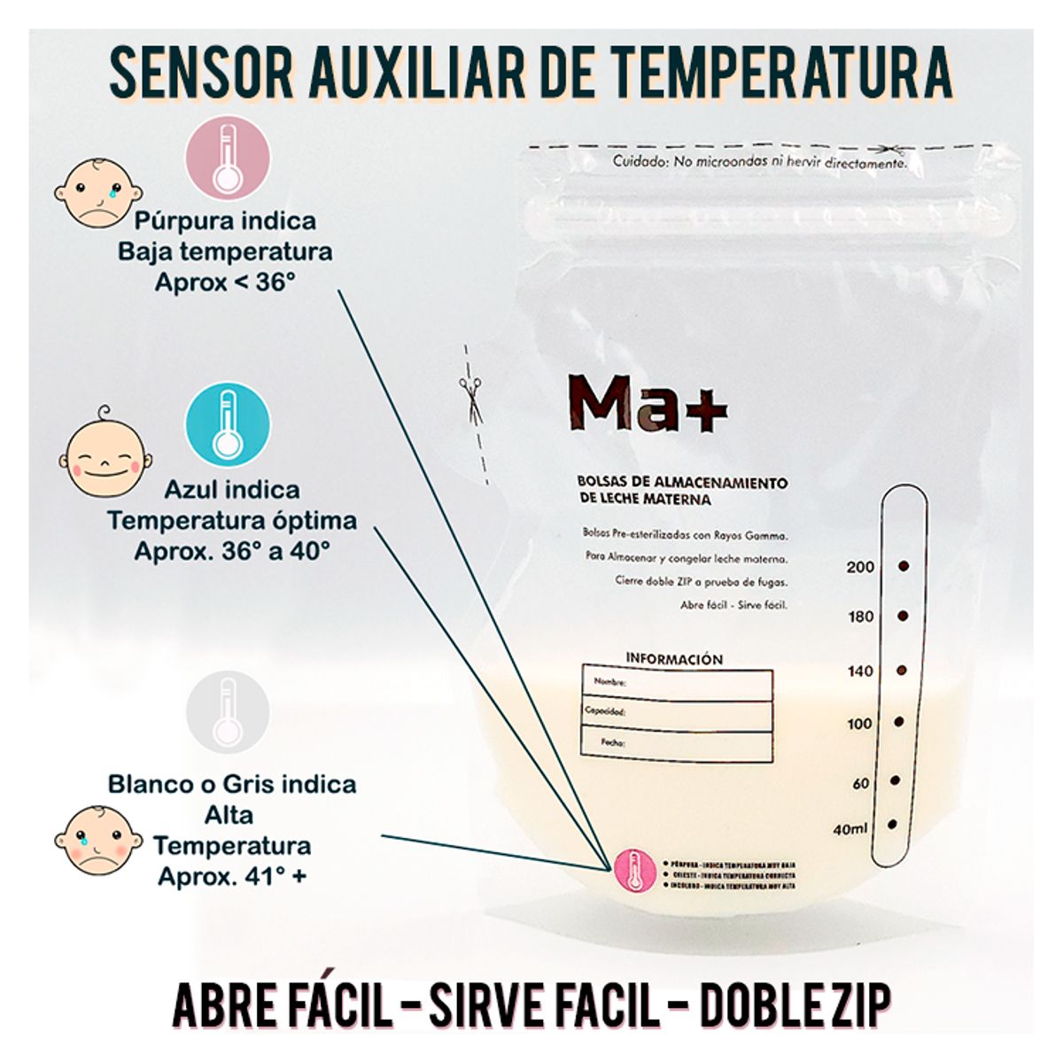 KALE - Bolsas de almacenamiento para Leche Materna Ma+
