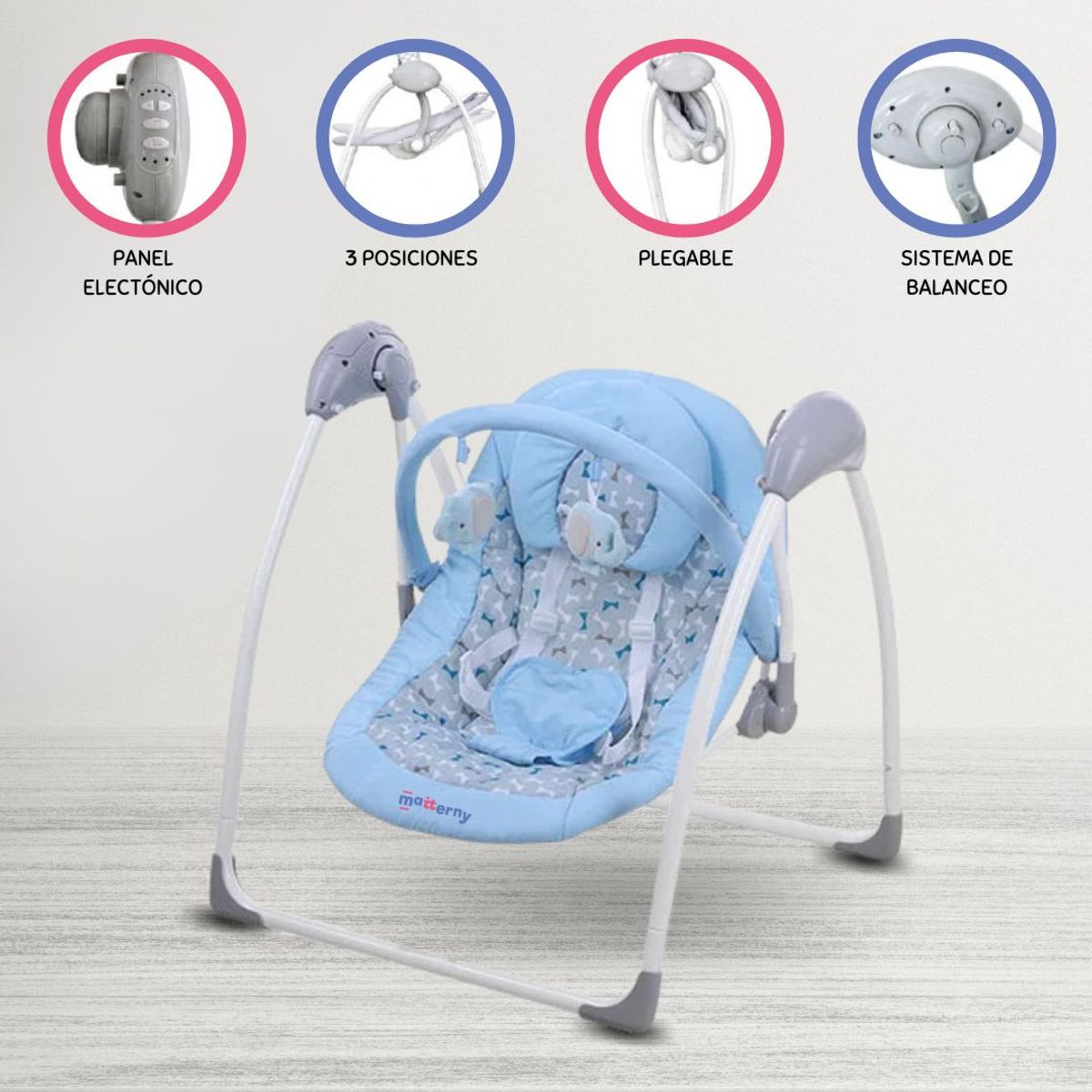 CUZKA - Columpio Mecedora «MINI SWING» LIGHT BLUE