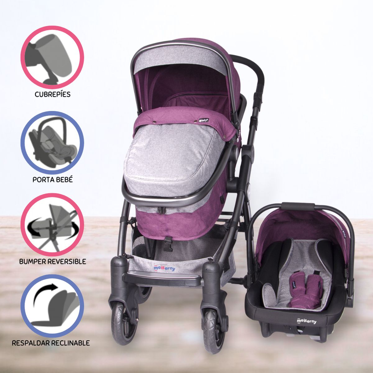 EBABY - Coche Para Bebe Travel System «TAINY DELUXE» Pink