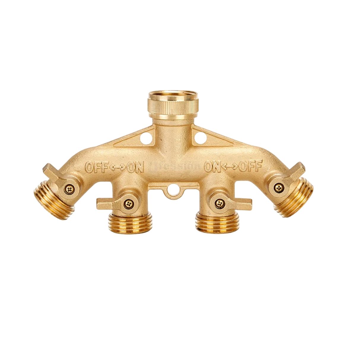 GENERICO - Conector Grifo Latón 4 Vías 3/4 divisor multiple para caño jadin