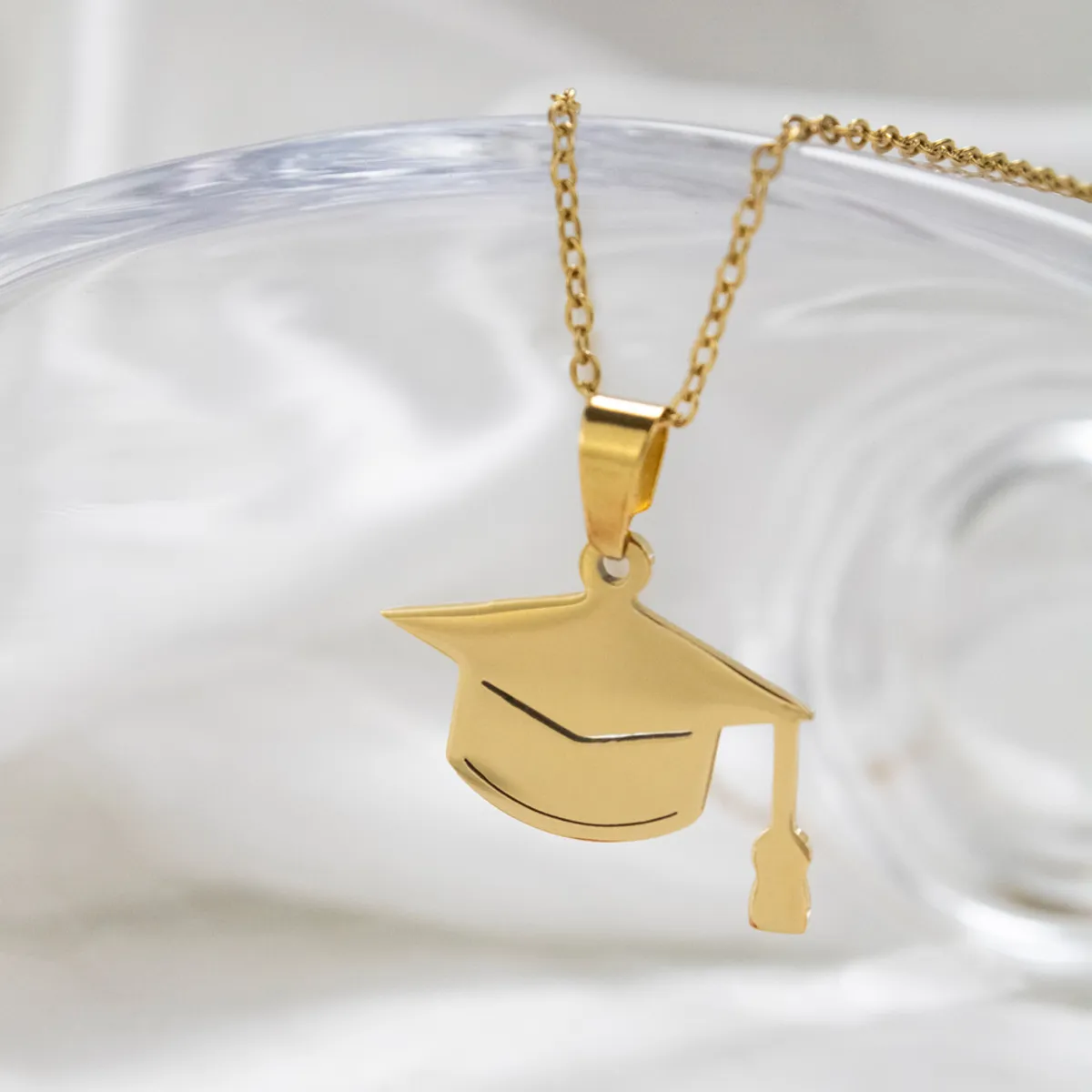 CLEO JOYAS & ACCESORIOS - Collar Birrete Plateado  Dorado Acero