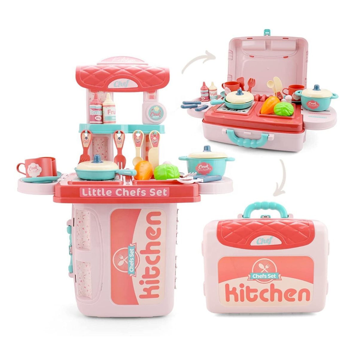 GENERICO - Juguete Cocina Para Niñas Maleta 3 En 1 Con Accesorios