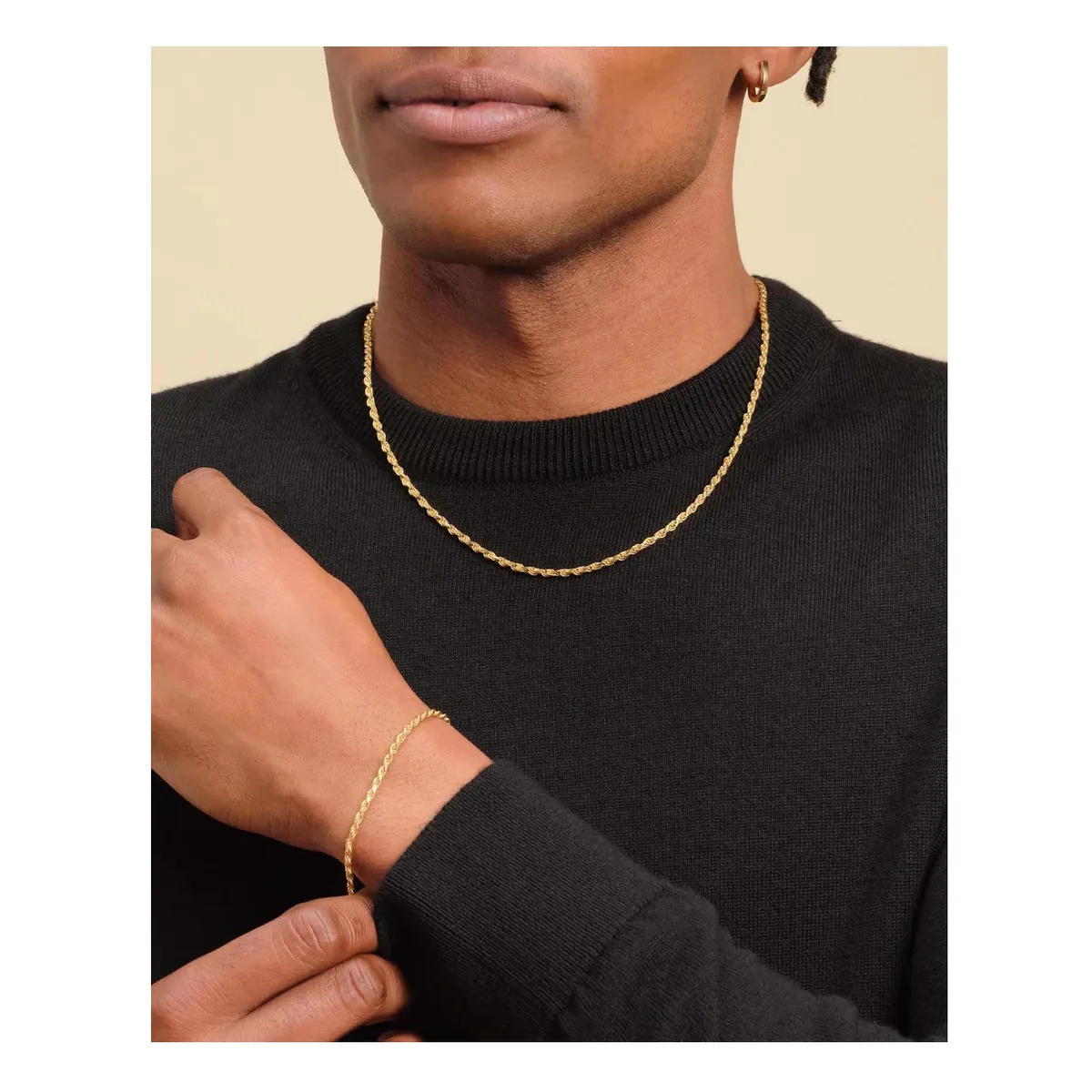 OEM - Cadena Hombre + Pulsera Torcida Delgado Acero Inoxidable 316L