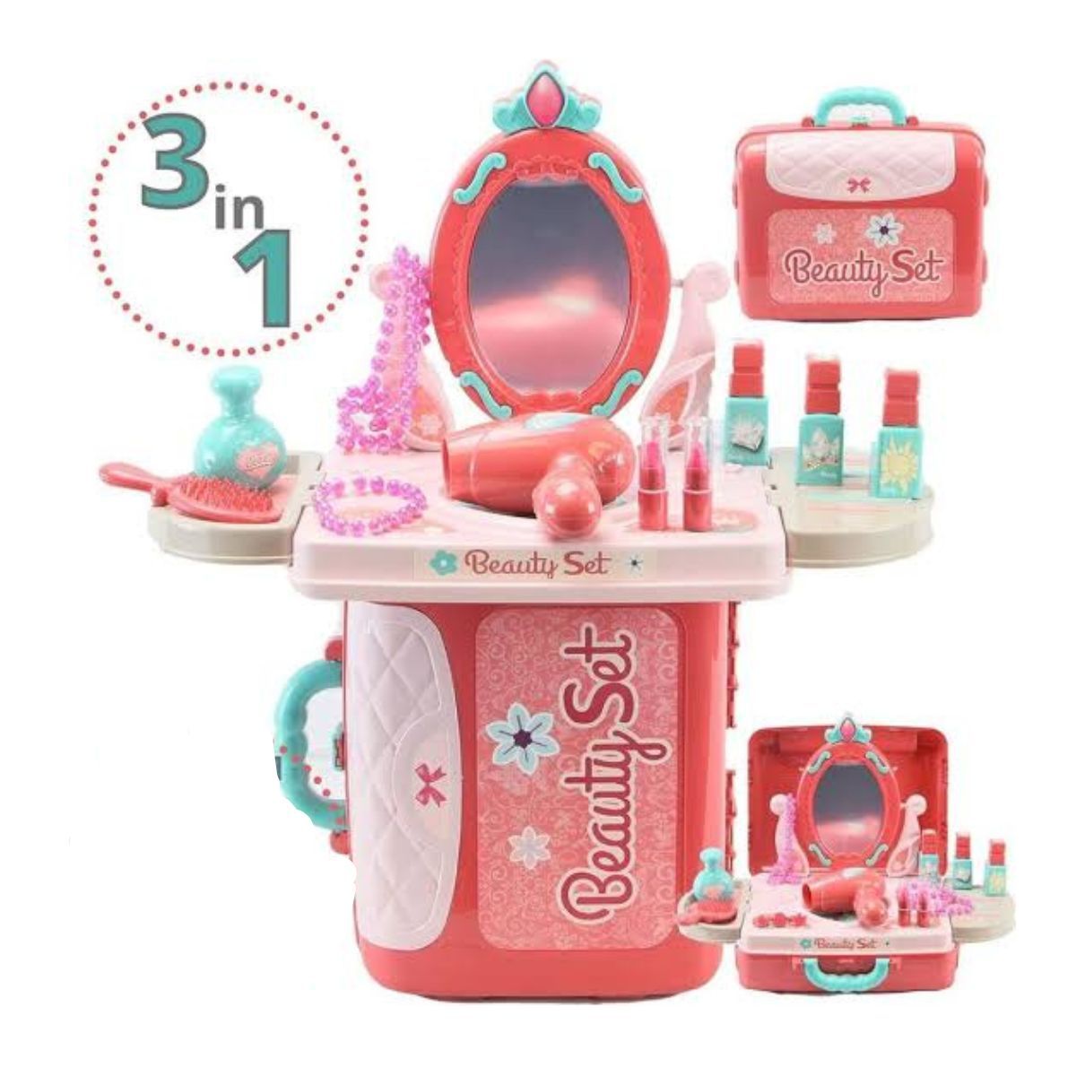 GENERICO - Juguete Set De Belleza Maleta 3 En 1 Con Accesorios Niñas