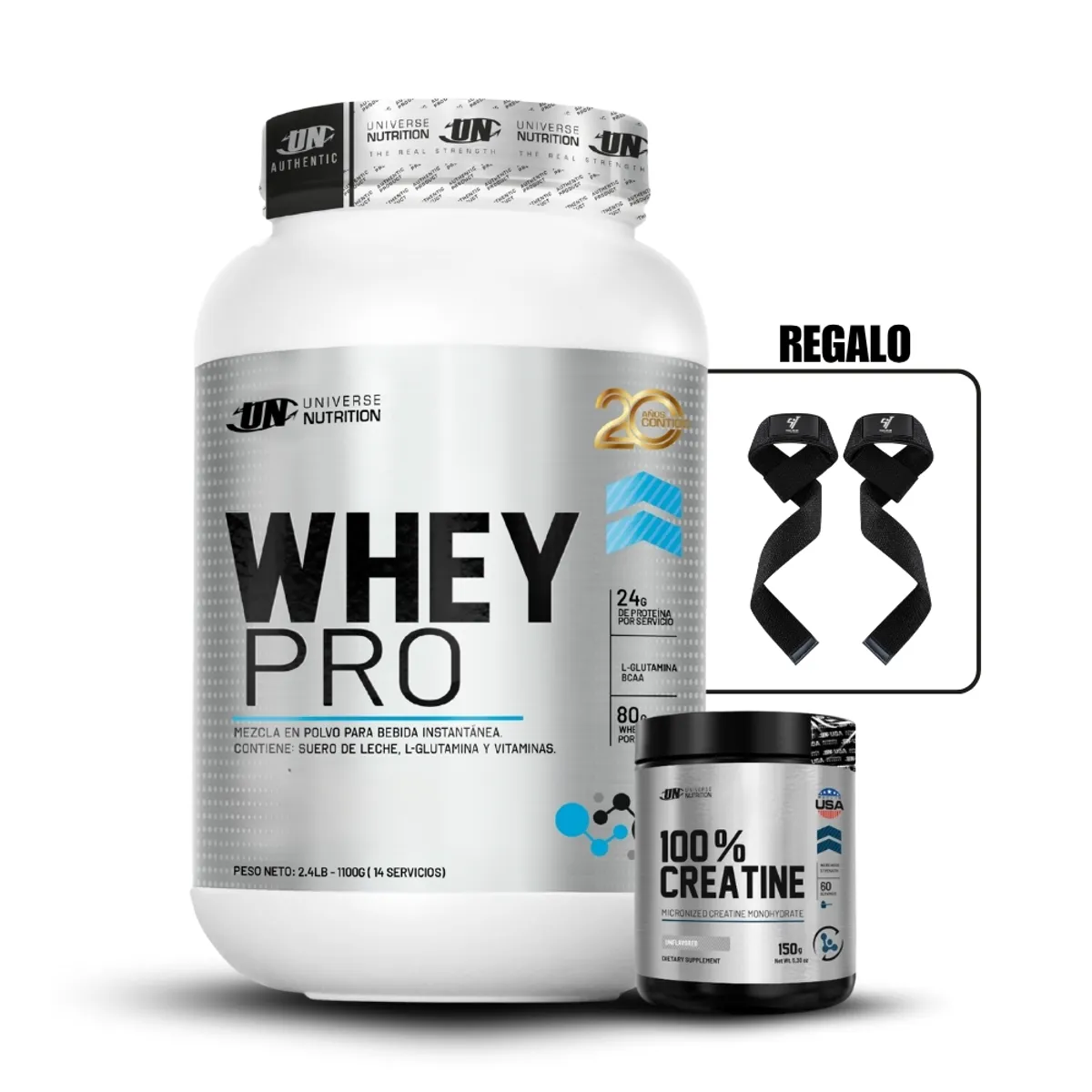 UNIVERSE NUTRITION - Whey Pro 1.1 kg Chocolate+Universe Nutrition 150Gr+Straps