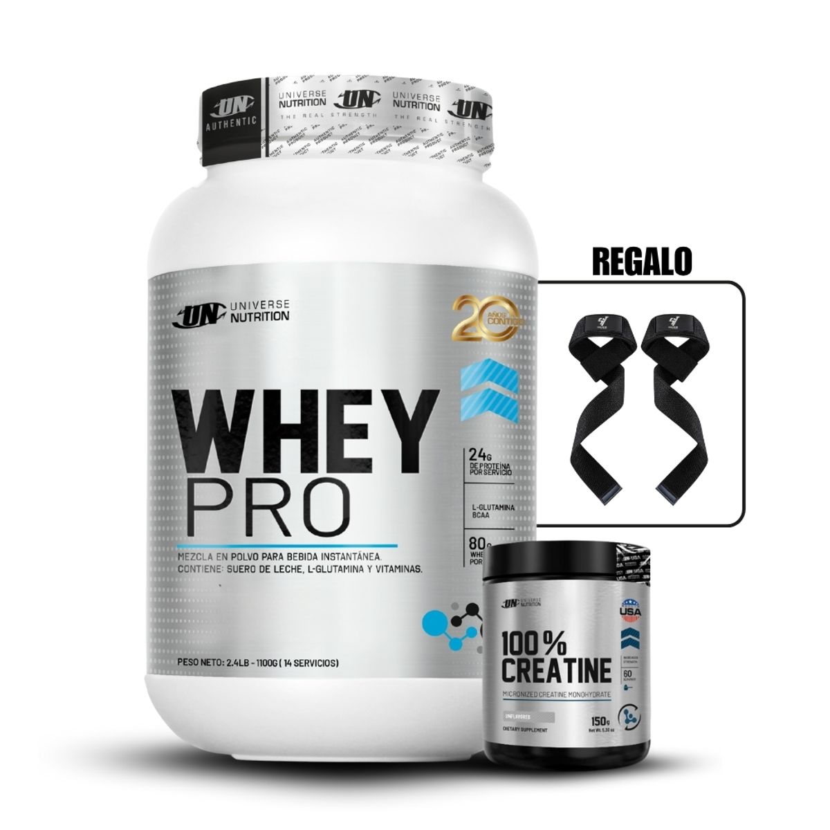 UNIVERSE NUTRITION - Whey Pro 1.1 kg Chocolate+Universe Nutrition 150Gr+Straps