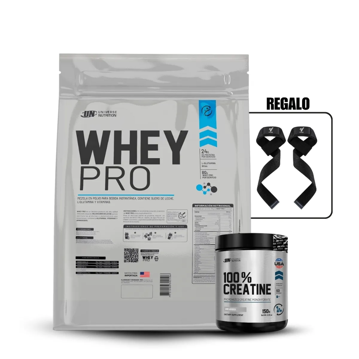 UNIVERSE NUTRITION - Whey Pro 5 Kg Chocolate+Universe Nutrition 150Gr+Straps