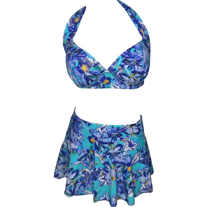 GENERICO - Bikini Licra UV Top Copa Con Falda Dian Fossey Azul GL-52