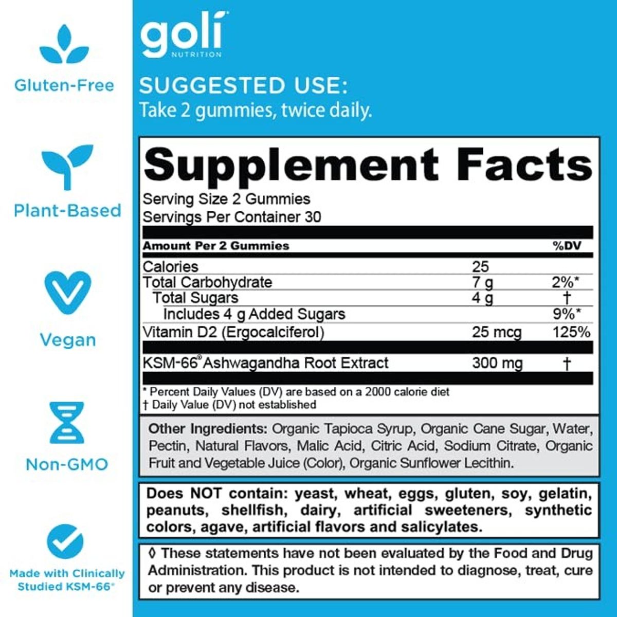 GOLI NUTRITION - Goli Nutrition Ashwagandha Suplemento Natural 60 gomitas premium