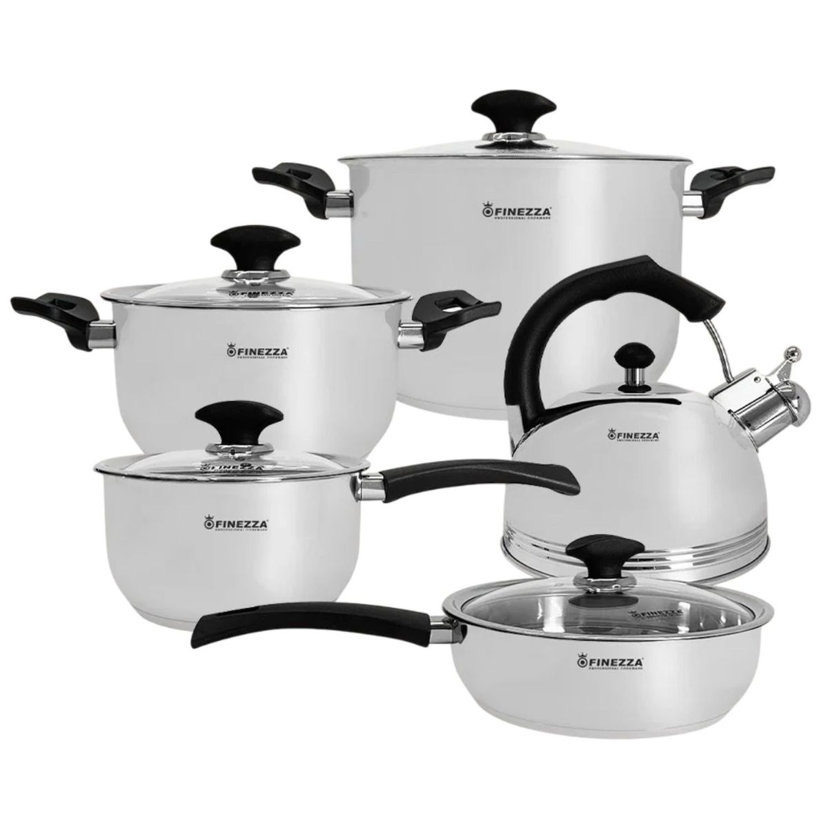 FINEZZA - Juego De Olla Finezza Helena 10 Piezas Fz-1060TG Acero Inox 18/10