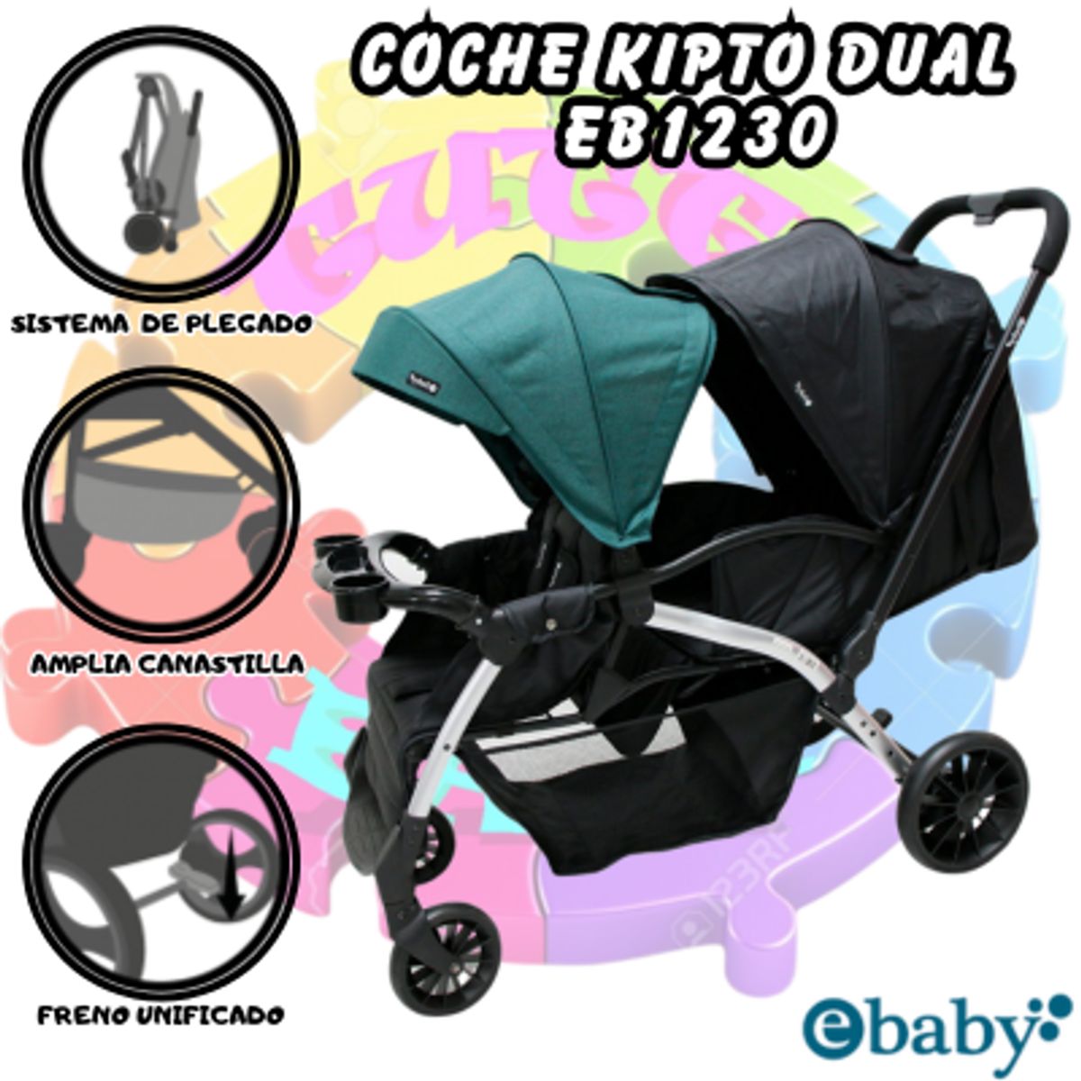 EBABY - COCHE MELLICERO KIPTO DUAL-VERDE