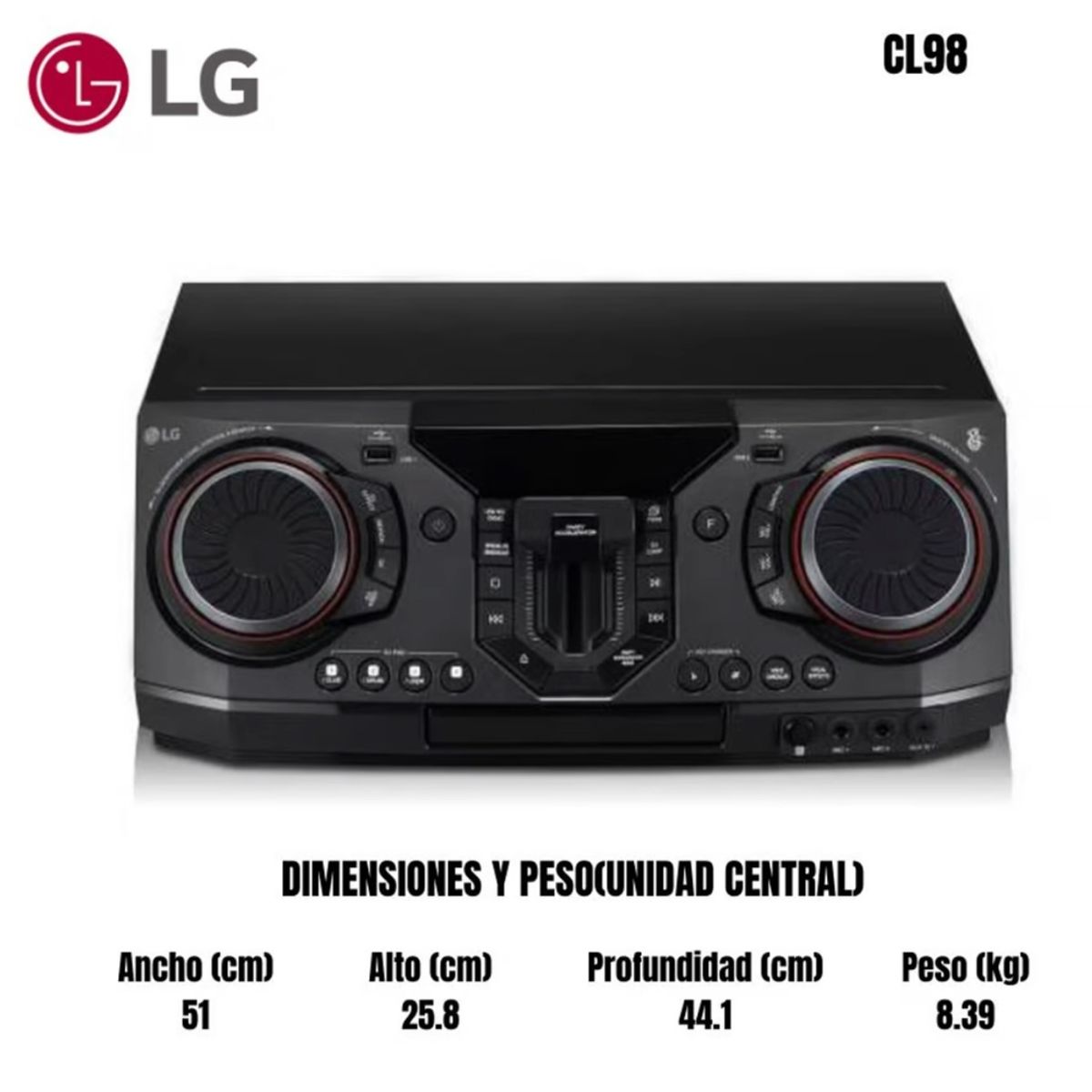 LG - Minicomponente LG Xboom CL98 Bluetooth 3500W RMS - Negro