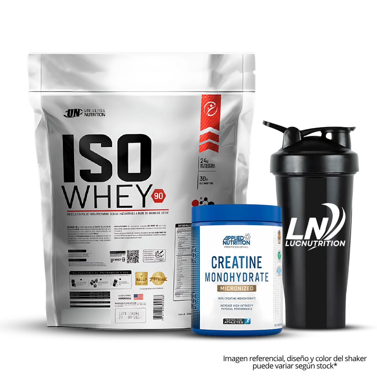 UNIVERSE NUTRITION - Iso Whey 90 5 kg chocolate + Creatina applied nutrition 500 g + Shaker