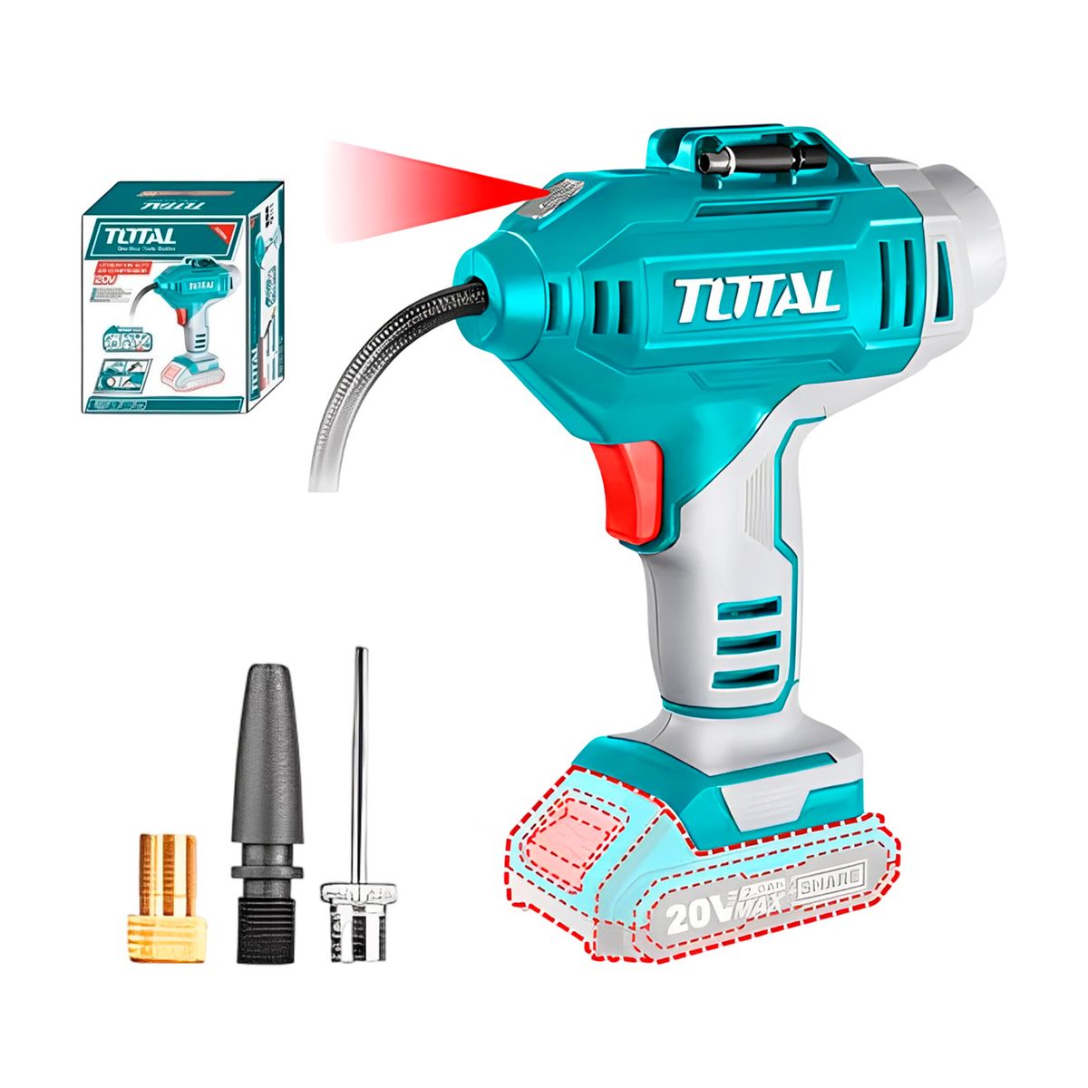 TOTAL TOOLS - Inflador Compresor Aire Inalámbrico con Manómetro - Tacli2018