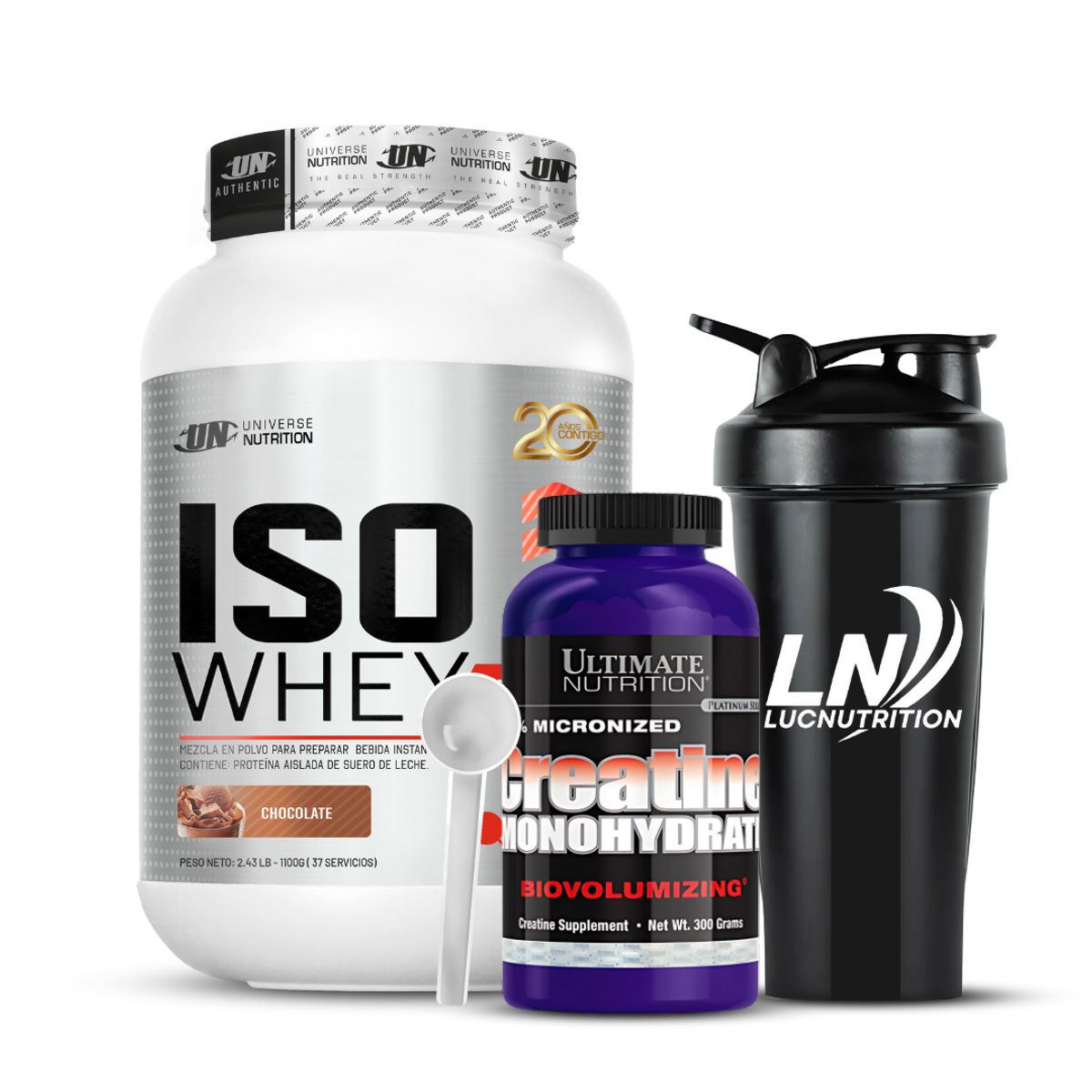 UNIVERSE NUTRITION - Iso Whey 90 1.1 kg chocolate + Creatina ultimate nutrition 300 g + shaker + scoop