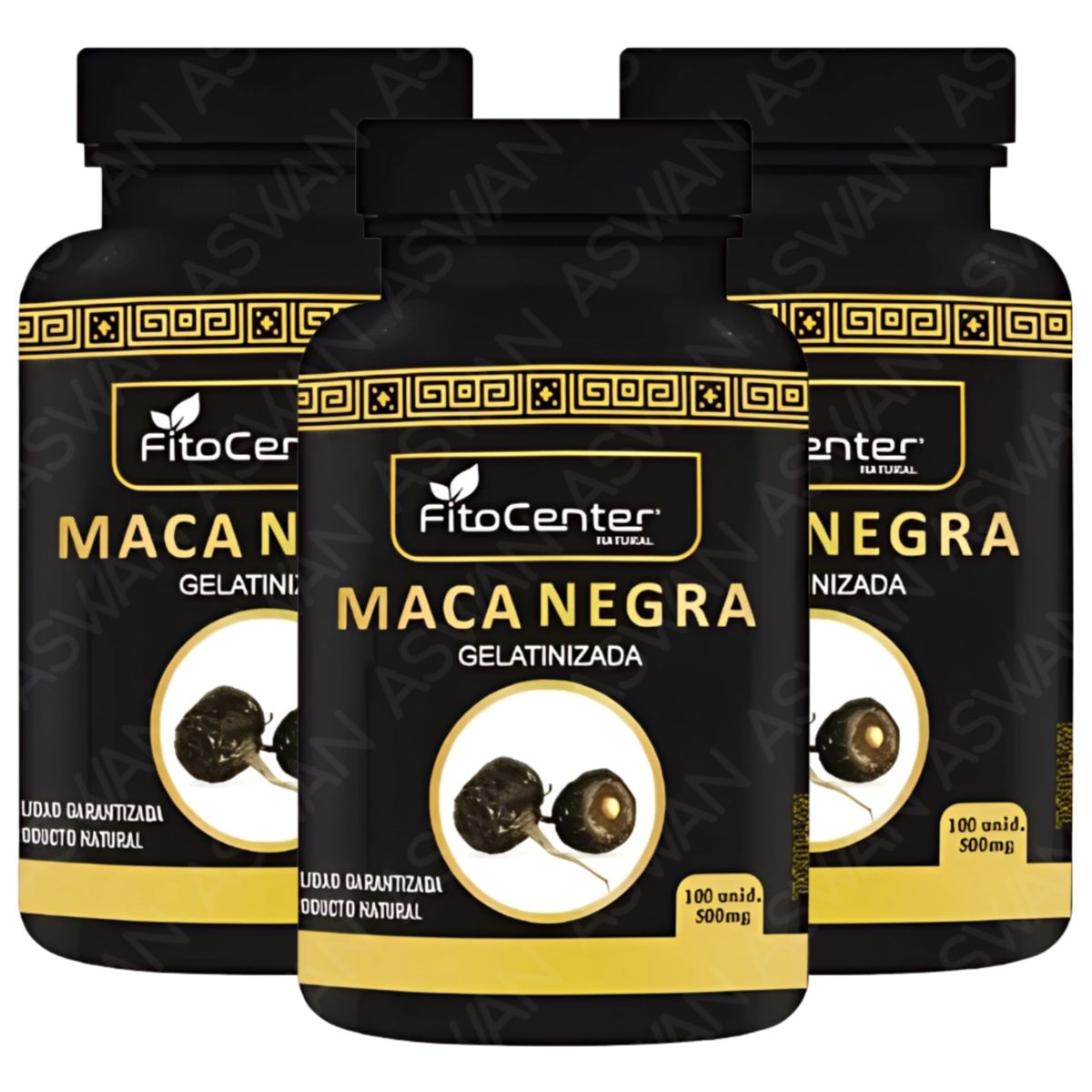 GENERICO - Pack de 3 Maca Negra Gelatinizada  100 unidades  500mg