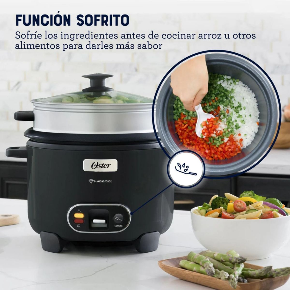 OSTER - Olla Arrocera Antiadherente 1.8 Litros CKSTRC10DFBLK53C