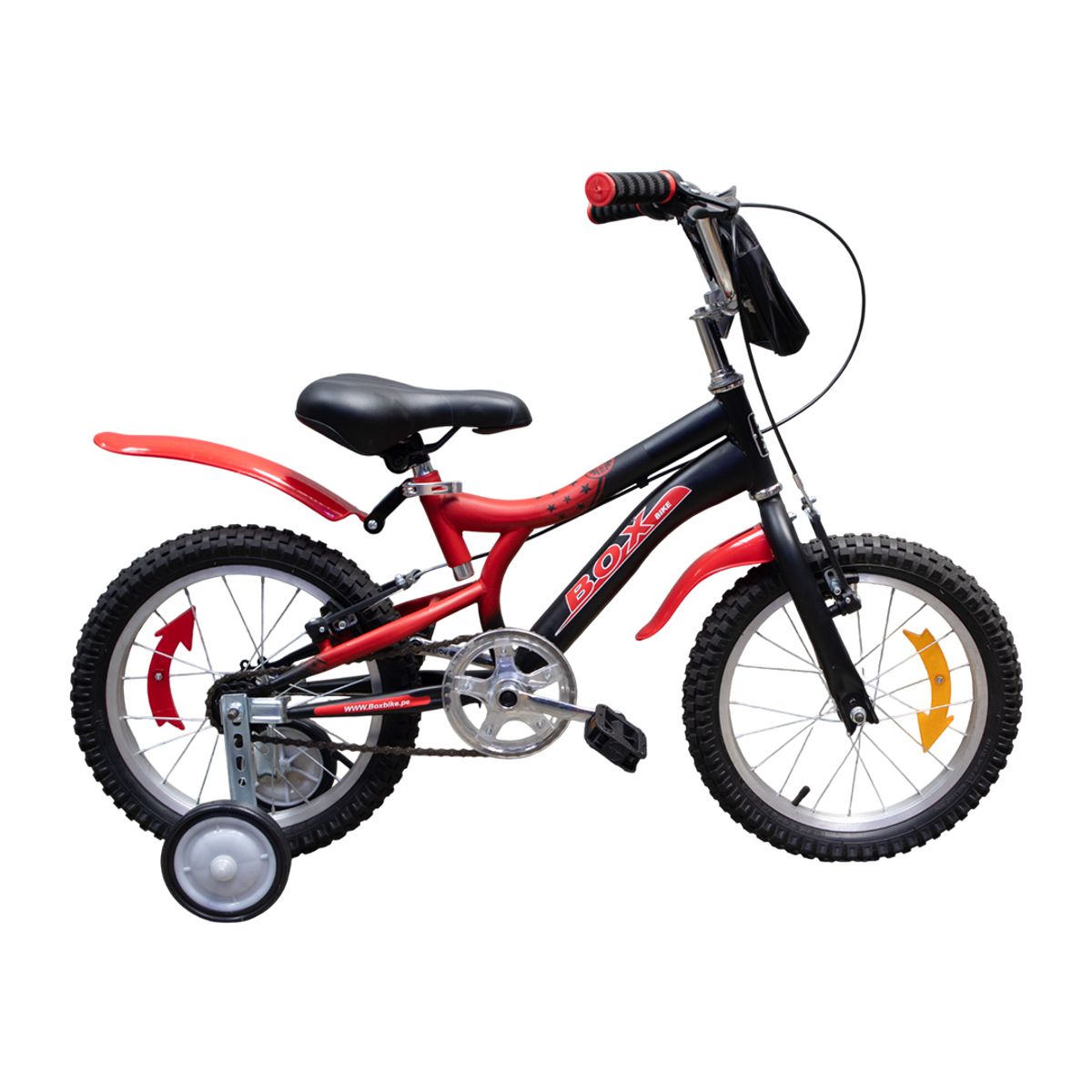 BOX BIKE - Bicicleta Box Aro 16 para niños negro con rojo