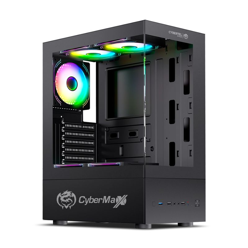 CYBERTEL - CASE GAMER EPICO BLACK ARGB CYBERTEL 4 FAN USB 3.0 VIDRIO TEMPLADO