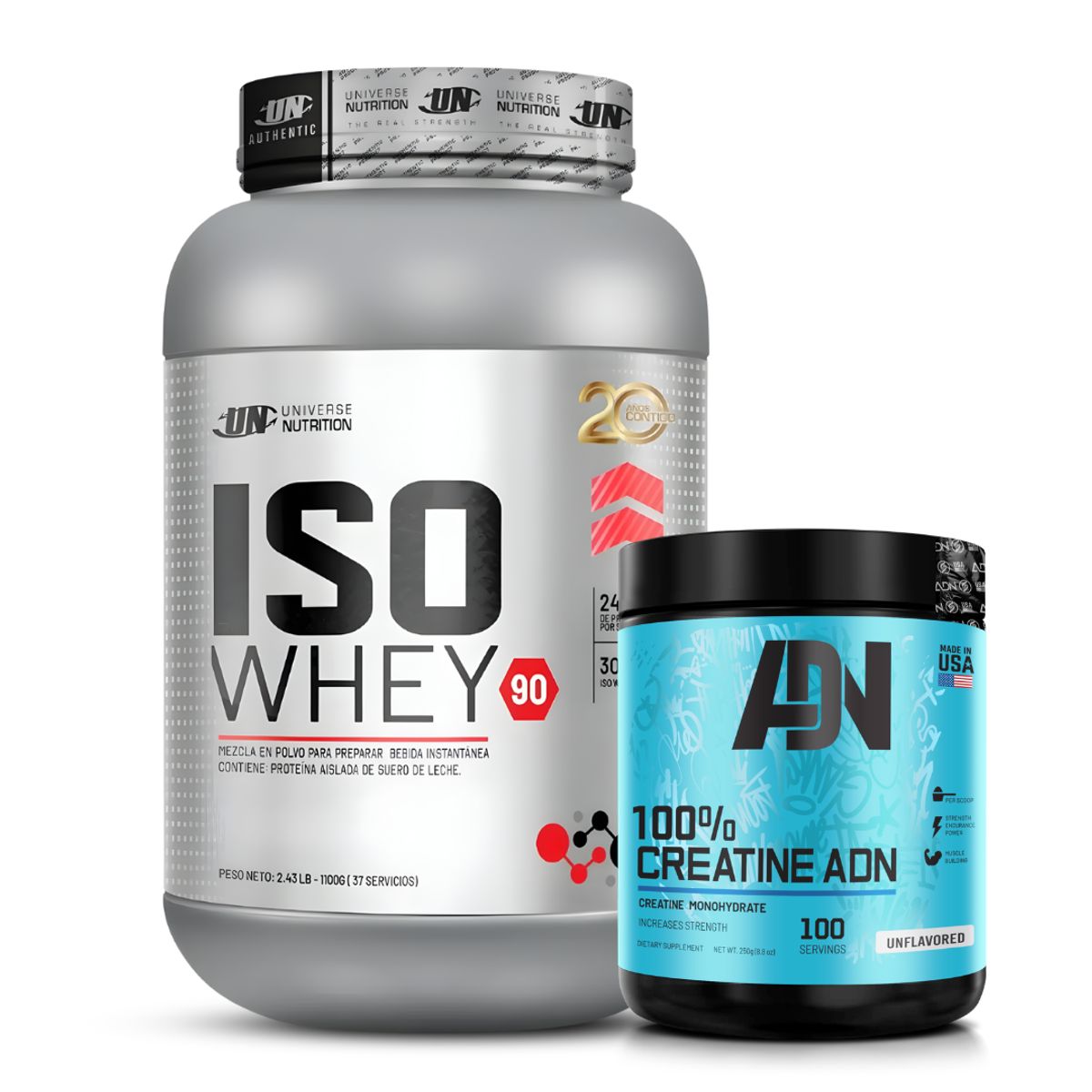 UNIVERSE NUTRITION - Iso Whey 90 1.1 kg chocolate + Creatina ADN 250 g